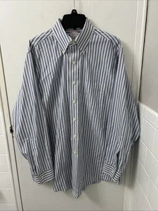 Brooks Brothers Original Polo Shirt Mens 16 Blue White Striped Traditional L/S - Picture 1 of 11