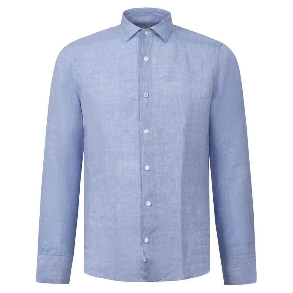 Lavorazione Sartoriale - Camicia celeste in lino slim fit per uomo - Immagine 1 di 1