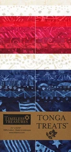 Timeless Treasures Tonga Treats - USA PATRIOTIC - (40) 2.5" Batik Fabric Strips - Picture 1 of 1