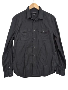 John Varvatos Luxe Button Up Shirt Men L Black Rock Edgy Minimalist Urban Casual - Picture 1 of 9