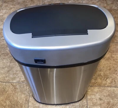 自动13加仑运动传感器厨房垃圾桶不锈钢非接触式 — 第 1/4 张图片