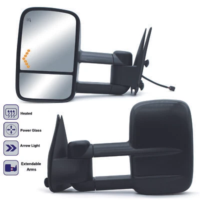 Пара буксировочных зеркал подходит для Chevrolet Silverado 1500 2500 1999-2001 годов выпуска с электроприводом и подогревом - Изображение 1 из 4