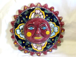 NEW Talavera Sun Face 9" Dark Red & Blue - Picture 1 of 4