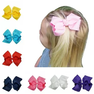 4 INCH BABY BOWS BOUTIQUE HAIR CLIP ALLIGATOR CLIPS GROSGRAIN RIBBON BOW GIRL UK - Picture 1 of 21