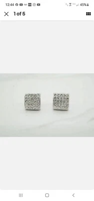 14k solid white gold diamond earrings used - Image 1 of 3