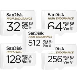 SanDisk 32GB 64GB 128GB 256GB 512GB High Endurance microSDXC SDHC Card w/ada LOT - Picture 1 of 24