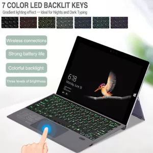 For Microsoft Surface Pro 7+ / Pro 7/ Pro 6 Backlit Wireless Bluetooth Keyboard - Picture 1 of 12