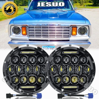 For Dodge D100 D150 D200 D300 7Inch Round LED Headlight Hi-Lo Beam cool white - Image 1 of 4