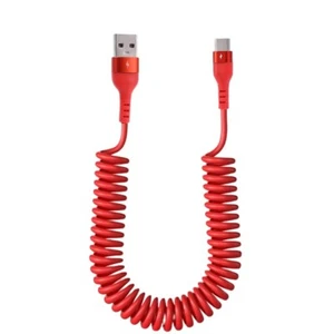 Ladekabel USB C zu USB Datenkabel Schnellladekabel Spiralkabel Springkabel Auto - Bild 1 von 10