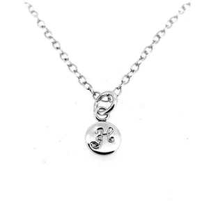 Letter H Initial Necklace Tiny 6mm Personalised Disc Pendant Sterling Silver - Picture 1 of 4