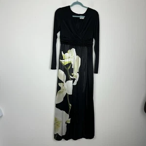 Altuzarra for Target schwarz Orchidee Langarm Satin Maxikleid Größe Medium - Bild 1 von 6