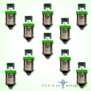 (Paquete de 10) - Pinball Bombilla LED de 6,3 voltios Parte Plana 44/47 Base (BA9S) - VERDE - Imagen 1 de 11
