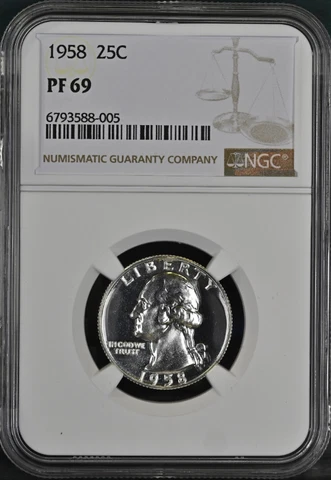 1958 Proof Washington Quarter - NGC PF 69 Cover