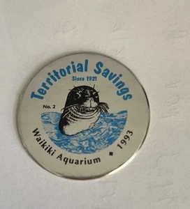 Territorial Savings Bank Waikiki Aquarium  Milk Cap Pog Slammer 1993 Vintage - Picture 1 of 2