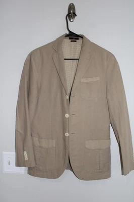 ABRIGO DEPORTIVO MARRÓN MASSIMO DUTTI MEZCLA LINO/ALGODÓN talla 36S traje chaqueta 36 CORTO Foto 1 de 4