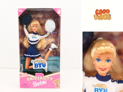 1996 Mattel Barbie University of BYU Cheerleader NRFB 19152 - Image 1 of 4