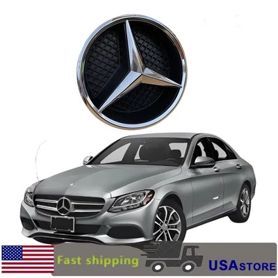 Chrome Front Grill Emblem Fit For Mercedes Benz W205 2011-2018 C300 C350 C63 AMG - Imagem 1 de 4