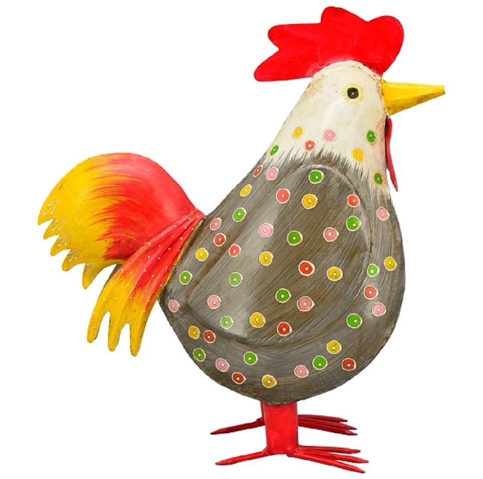 dekorativer Deko-Hahn Deko-Huhn Garten-Deko Metall bemalt ca. 44 cm hoch - Bild 1 von 1
