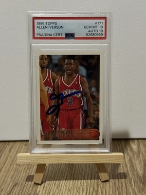 1996 TOPPS #171 ALLEN IVERSON PSA GEM КАК НОВЫЙ 10 АВТО КЛАСС 10 ОЧЕНЬ НИЗКИЙ POP!!️ - Изображение 1 из 2