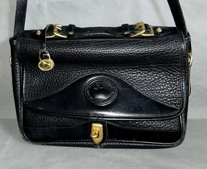 Vtg Dooney & Bourke Black Shoulder Handbag Satchel Purse #P701 Messenger - Picture 1 of 24