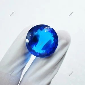 CERTIFIED Lab Created Blue Tanzanite Round Cut 54.20 Ct Huge Size Loose Gemstone - Picture 1 of 6