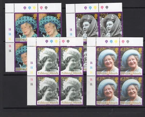Falkland 2002 Queen Mother plate blocks MNH SG 932-35 - Picture 1 of 1