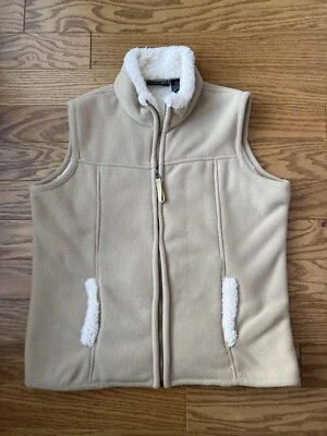 Chaleco polar JANE L ASHLEY grande beige/blanco forrado sherpa cremallera completa para mujer Foto 1 de 4