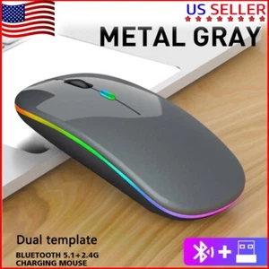 Wireless Gaming Mouse Ergonomic Optical RGB Backlit Recharge For Laptop Desktop - Picture 1 of 13