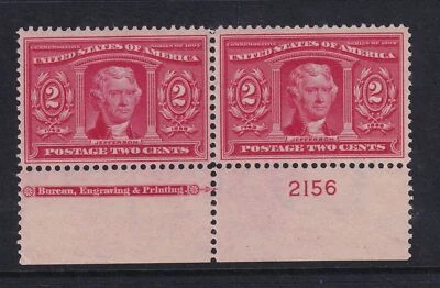 1904 Sc 324 Louisiana Purchase 2c MLH full OG plate number & imprint pair (XG - Image 1 of 2