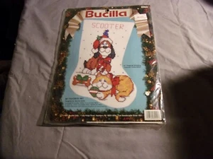 Bucilla 1991 My Favorite Pet 10" Christmas Cross Stitch Stocking Diagonal Count - Picture 1 of 2