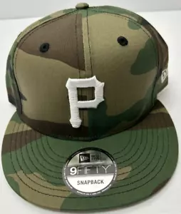 New Era Pittsburgh Pirates Basic 9FIFTY Snapback Sombrero Gorra Camuflado OSFA Blanco Logotipo P - Imagen 1 de 6