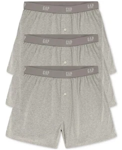 GAP 3 Pack Organic Cotton Knit Boxers With Functional Fly, Grey, Small - Picture 1 of 1