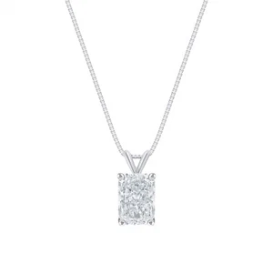 1/2 Ct Radiant Lab Created Grown Diamond Pendant Necklace 14K White Gold F/VS - Picture 1 of 2