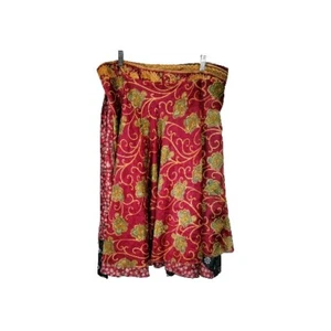 Falda de seda reversible vintage de los años 70 Boho Fairy Core Whimsey Goth Cottagecore A16 - Imagen 1 de 7