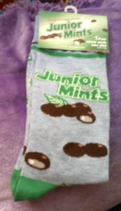 NWT JUNIOR MINTS Crew Socks SHOE Size 9-14 1 PAIR WOMEN NOVELTY SOCKS - Picture 1 of 1