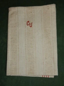 Leinen Handtuch rote Streifen Monogramm CU original Vintage DDR 50 x 96 cm - Bild 1 von 2