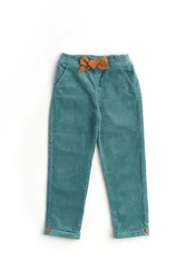 Finding Foxtale True Teal Trousers Corduroy Girls Size 4 Stretchy Mustard Yellow - Picture 1 of 6