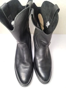 Vintage schwarz weiches Leder flammen- und ölbeständig Engineer Wester Stiefel Größe 1 - Bild 1 von 15
