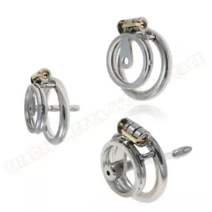 Sissy in acciaio inox blocco peni maschile gabbia metallo/silicone blocco piatto - Foto 1 di 42