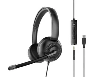SPEEDLINK METIS USB Stereo Headset Kopfhörer 3.5mm Jack USB Soundcard, black - Bild 1 von 6