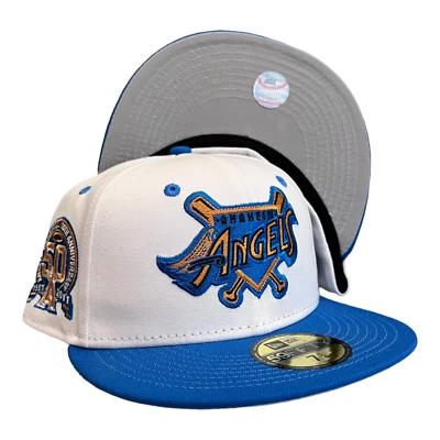 New Era Anaheim Angels Chrome Pack 59FIFTY Fitted Hat Cap 50th Year Patch 7 1/2 - Image 1 of 4