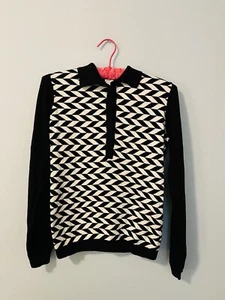 Clover Bobby Jones Silk Cotton Golf Pullover S Chevron Black White Prep Academia - Picture 1 of 8