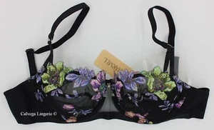 NWT Lise Charmel ACH3019D "Flora Aura" Balconette, Soft Cup Mesh Bra, Black, 32D - Picture 1 of 7