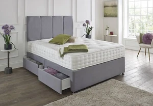 ORTHOPAEDIC DIVAN BED SET AND MATTRESS WITH HEADBOARD 3FT 4FT6 Double 5FT King - Picture 1 of 7