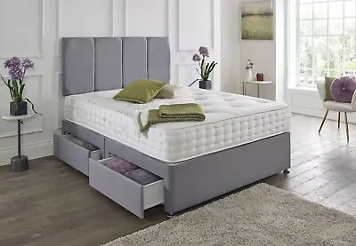 ORTHOPAEDIC DIVAN BED SET AND MATTRESS WITH HEADBOARD 3FT 4FT6 Double 5FT King - Image 1 of 4