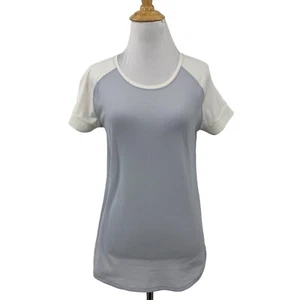 Ivivva Shirt Girls Youth 14 Silver White Mesh Panel Raglan Sleeve Lululemon Tee - Picture 1 of 10