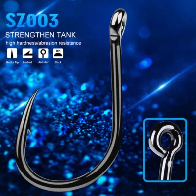 200pcs Fishing Single Hook High Qulity High Carbon Steel Jig Big Hooks 3#-15# - Image 1 of 4