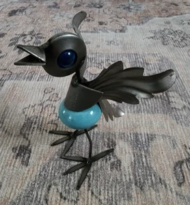 Song Bird Standing Blue Body Metal Steel Sculpture Figurine Home Decor Animal - Picture 1 of 11