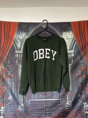 Suéter Obey Para Hombre Talla Pequeña Verde Oscuro Estilo Patinador Universitario Y2k Foto 1 de 3