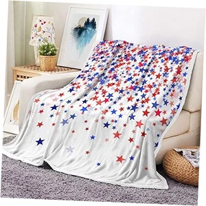 4th of July Throw Blanket, American Flag Throw Blanket Patriotic Flannel Throw - Picture 1 of 8